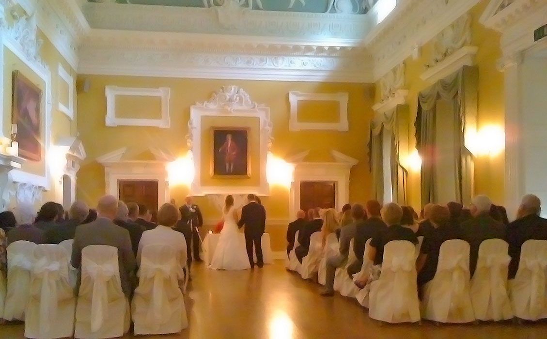 A Marriage ceremony taking plate in the Ball Room at Bedale Hall.